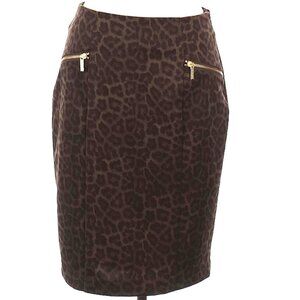 Michael Michael Kors Brown Leopard Pencil Skirt - Size 14